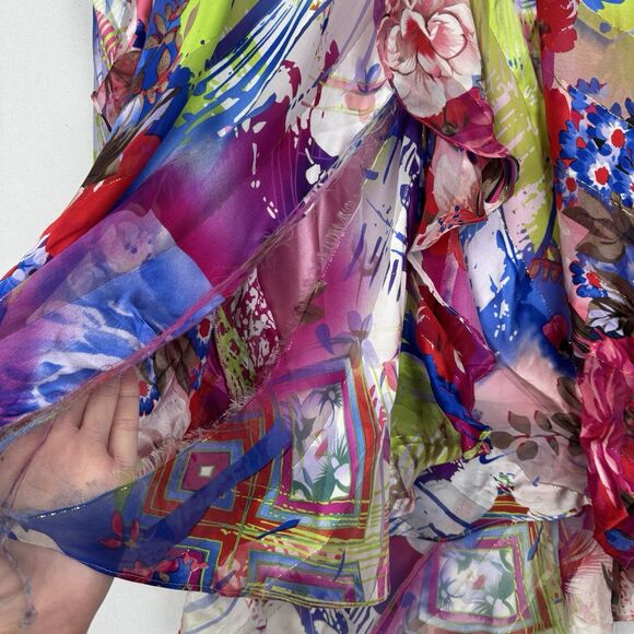 Vtg Cache Dress Womens 6‎ Floral Floor Length Gown Silk Chiffon Remnants FLAWED - Picture 12 of 16